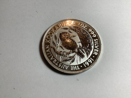 1991 Kookaburra 1 Ounce Silver Uncirculated Coin.