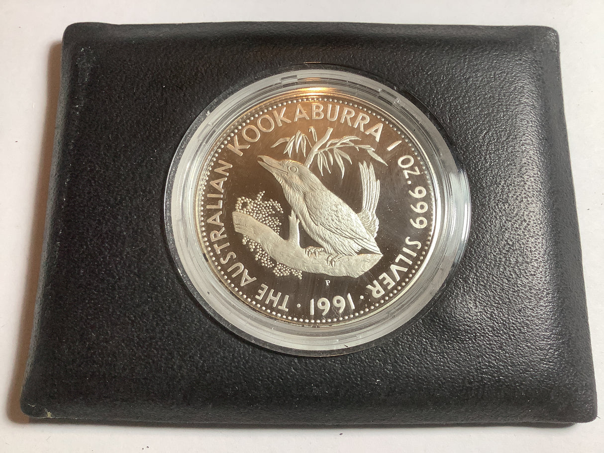 1991 Kookaburra 1 Ounce Silver Proof Coin.