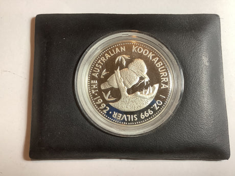 1992 Kookaburra 1 Ounce Silver Proof Coin.