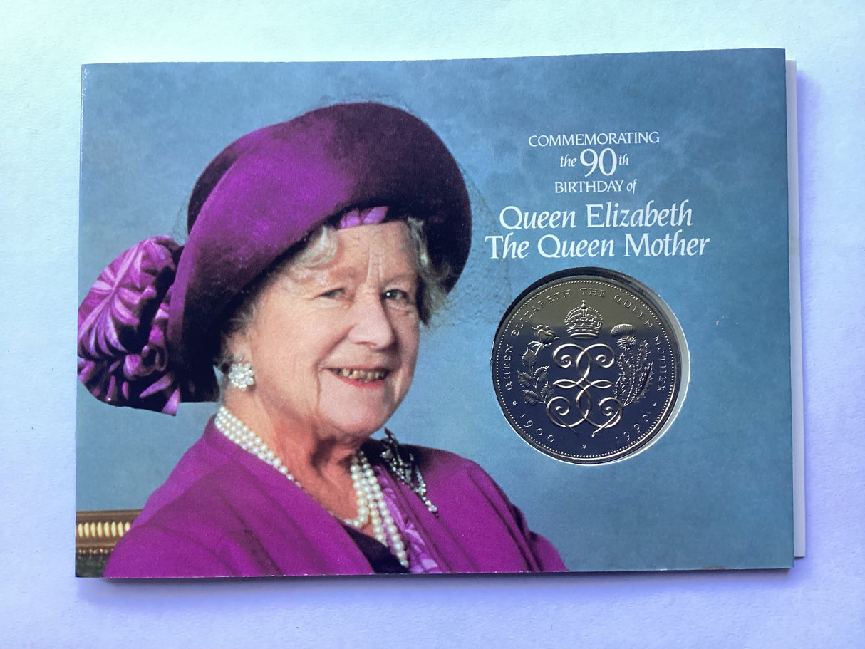 1990 Commemorating The 90th Birthday of Queen Elizabeth the Queen Mother 5 Pound Coin