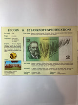 2000s $2 coin and banknote in folder