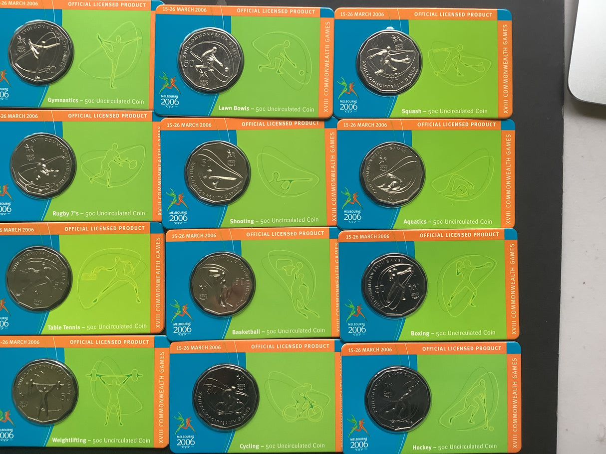 2006 Melbourne Commonwealth Games 50c Complete Set of 16 Coins.