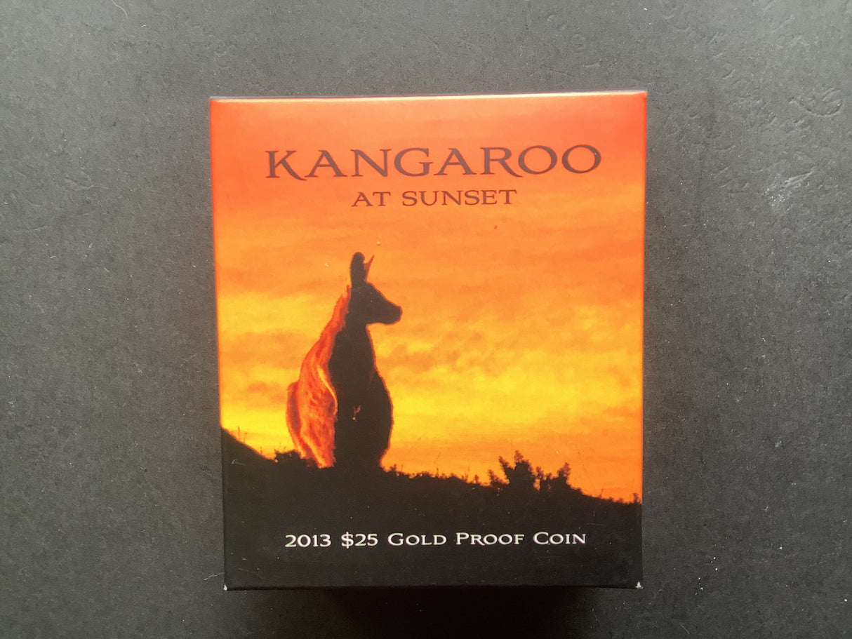 2013 Kangaroo At Sunset $25 Gold Proof Coin.