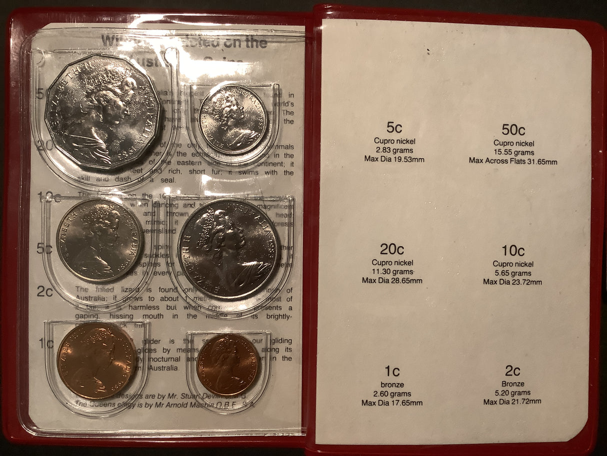 1983 Royal Australian Mint 6 Coin Uncirculated Set in Red Folder.