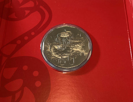 2013 50c Year of the Snake Tetra-Decagon Carded Coin