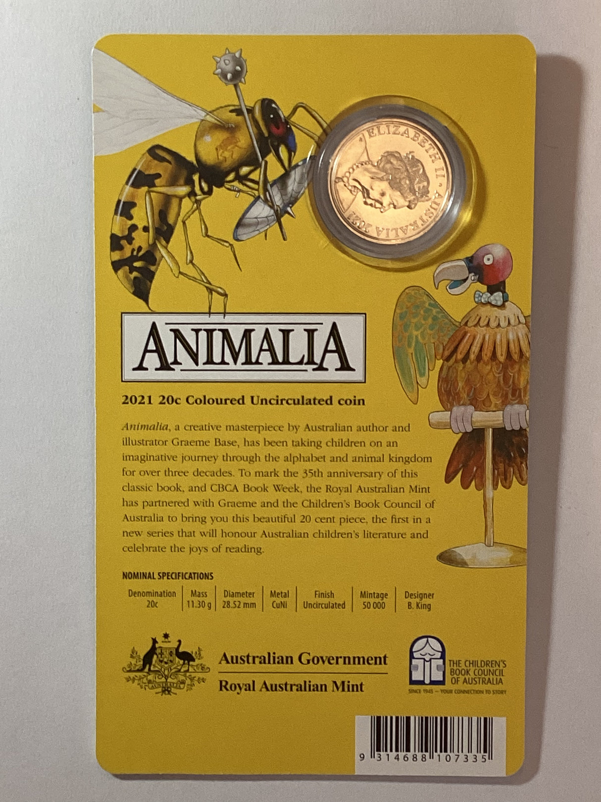 2021 20c Animalia Uncirculated Carded Coin