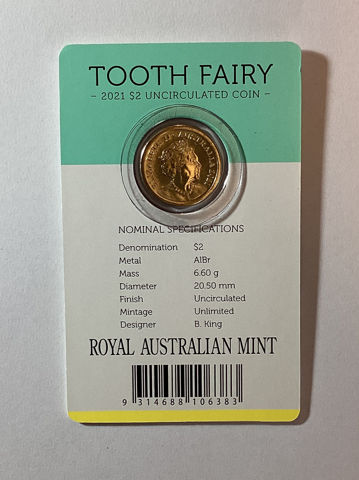 2021 $2 Tooth Fairy Uncirculated Card