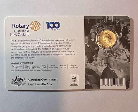 2021 $1 Centenary of Rotary in Australia Carded Coin