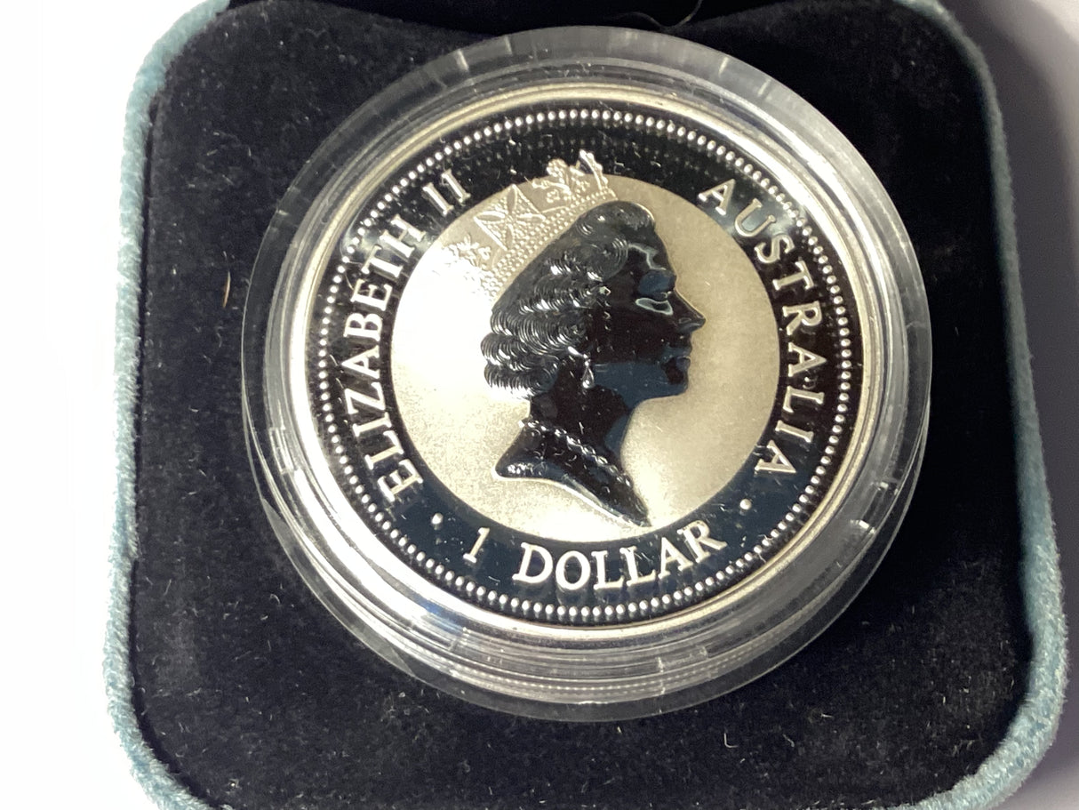 1996 $1 Kookaburra Silver Coin. Goyer Privy Mark.