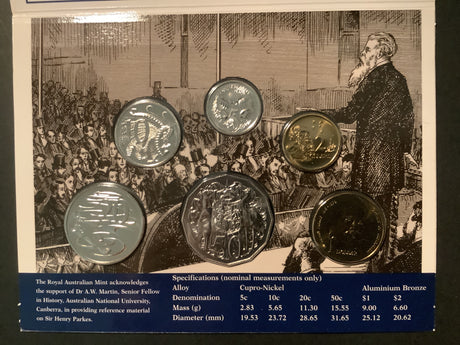 1996 Australian Uncirculated Set. Sir Henry Parkes.