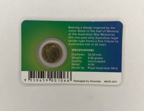 2017 $2 Lest We Forget. Mosiac. Downies Carded Coin.