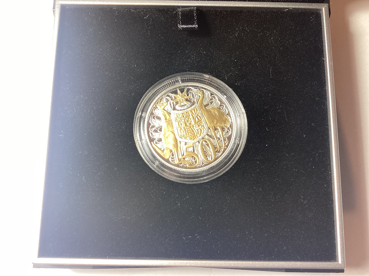 2016 50c Round Silver Selectively Gold Plated Proof Coin