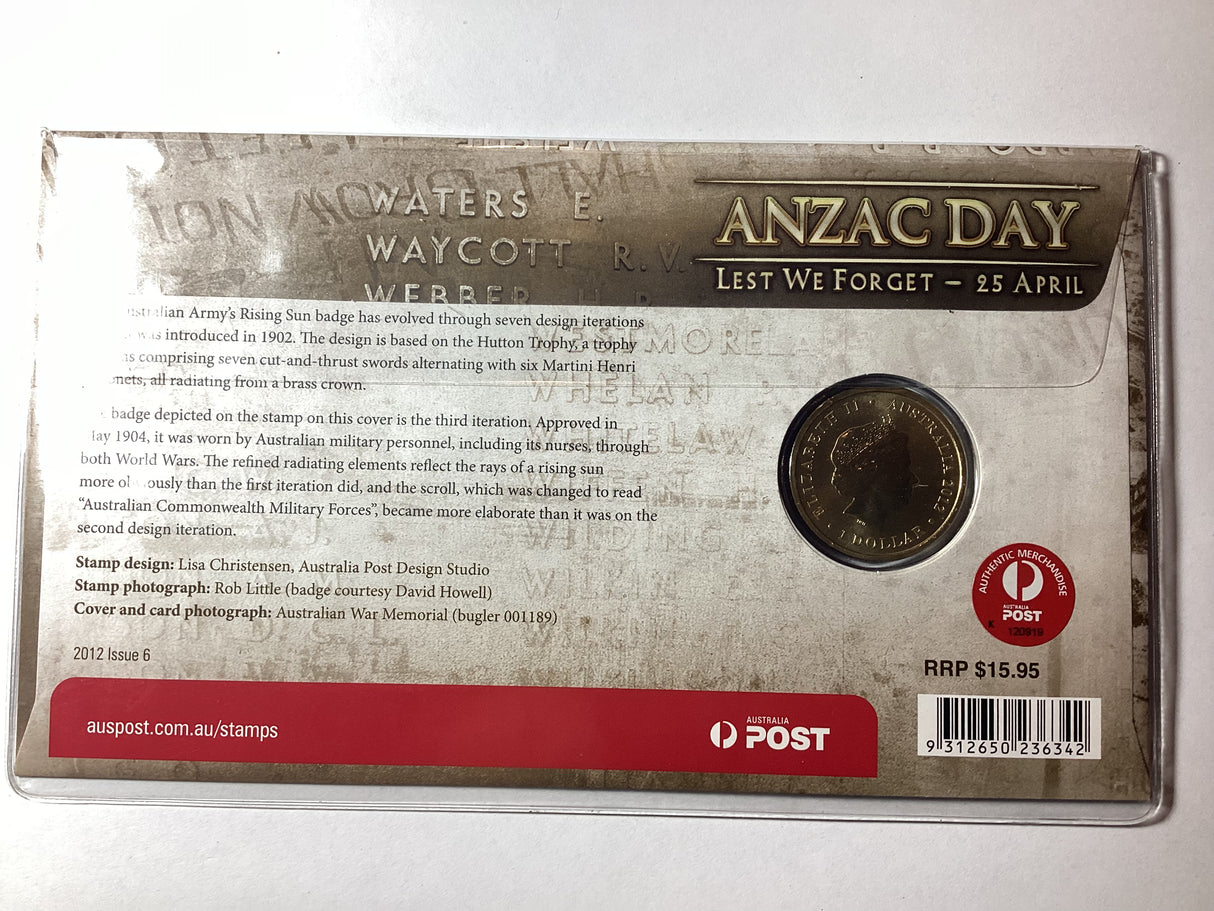 2012 $1 Anzac Day Lest We Forget PNC