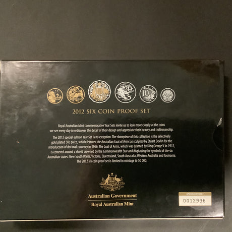 2012 Special Edition 6 Coin Proof Set. Featuring Special 50c Proof Coin.