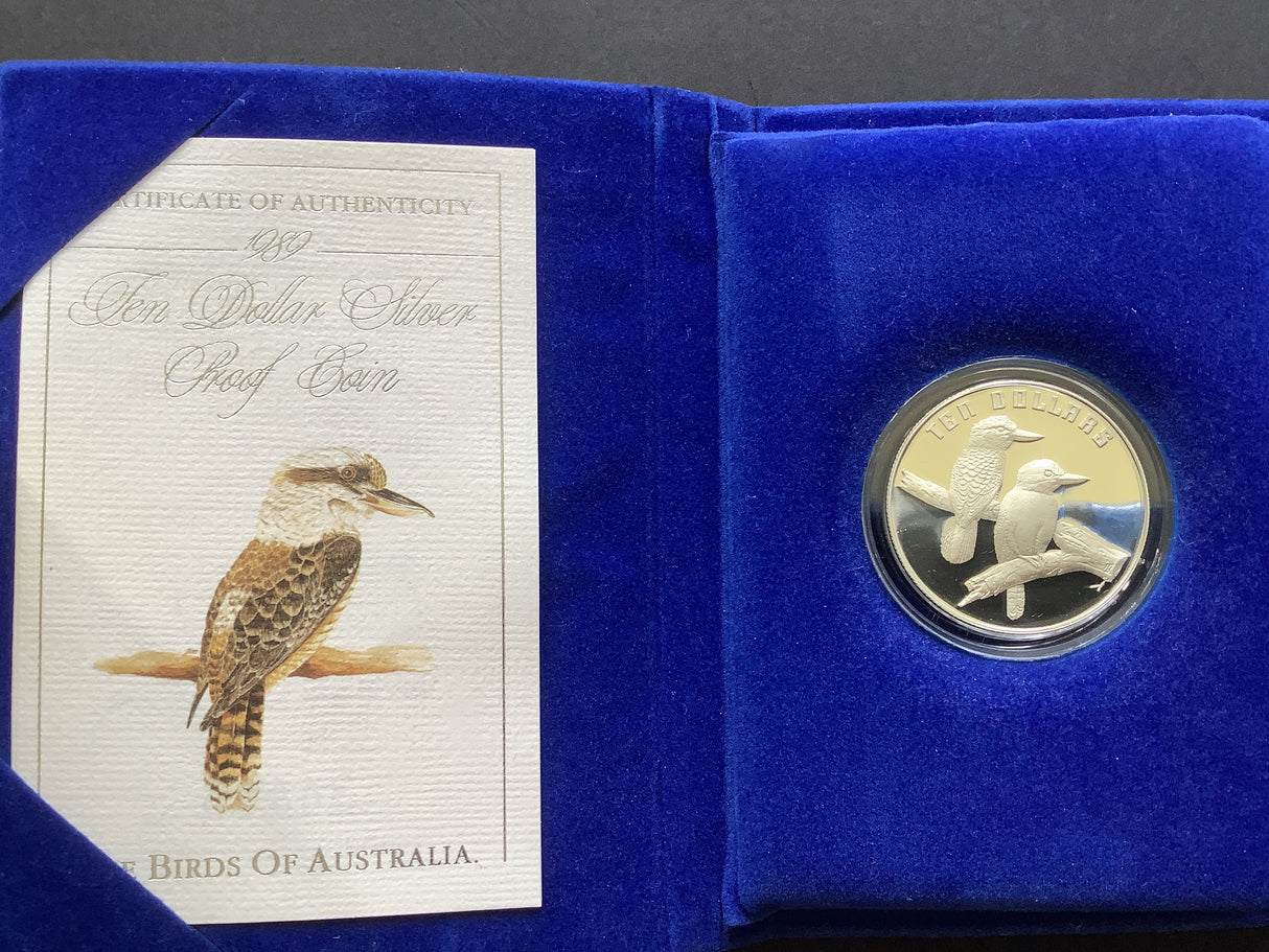 1989 $10 Silver Proof Birds of Australia Series Kookaburra