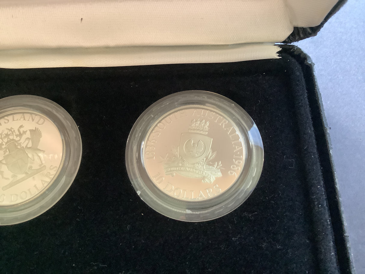 1985-1993 Ten Dollar Silver Proof State Series Collection. 8 coins