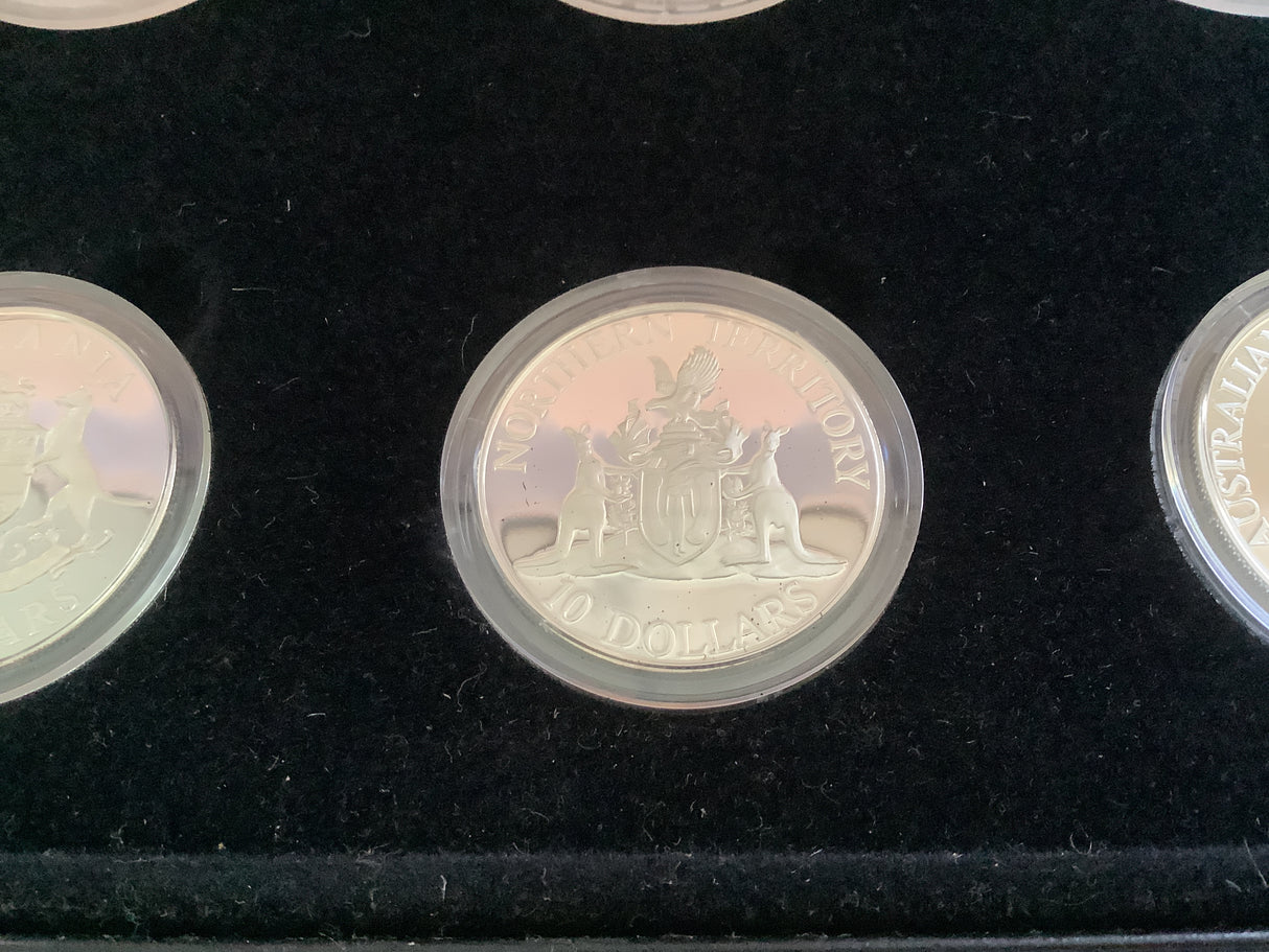 1985-1993 Ten Dollar Silver Proof State Series Collection. 8 coins