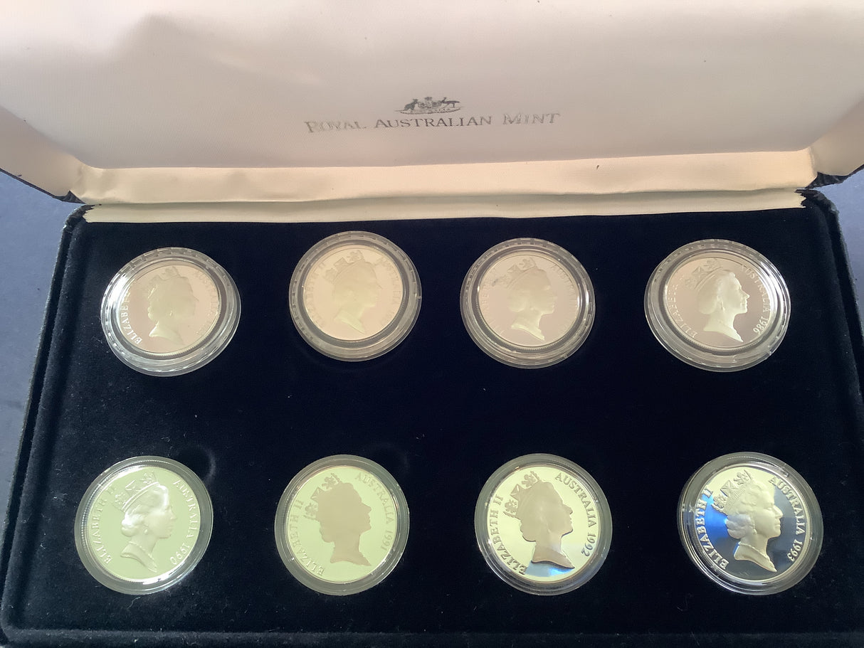 1985-1993 Ten Dollar Silver Proof State Series Collection. 8 coins