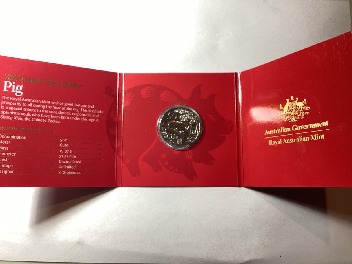 2019 Lunar Year of the Pig. Tetra Decagon 50c coin