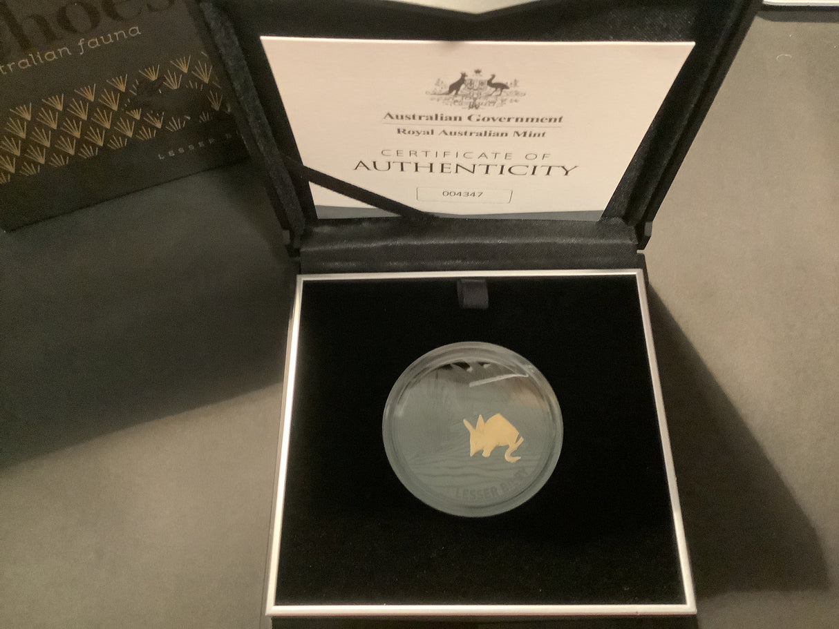 2019 Echoes of Australian Fauna Lesser Bilby $5 Plated Silver Proof Coin.