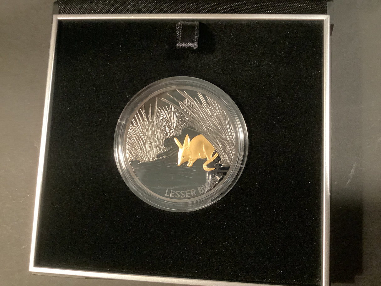 2019 Echoes of Australian Fauna Lesser Bilby $5 Plated Silver Proof Coin.