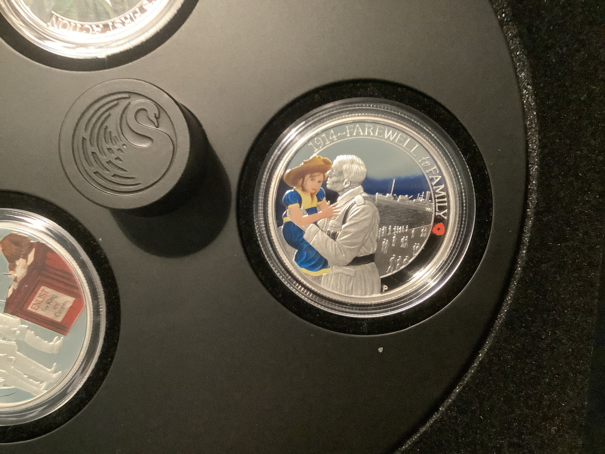 2014 The Anzac Spirit 100th Anniversary 3 Coin 1/2 ounce silver coin set.