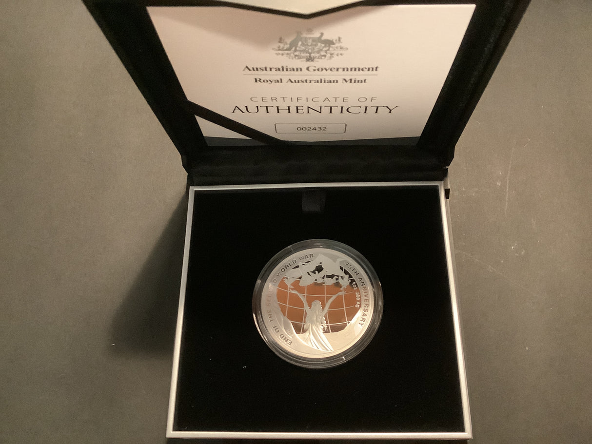 2020 75th Anniversary of the End of WW2. $5 Silver Proof Coin.