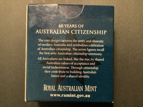 2009 $1 Fine Silver Proof Coin. 60 Years of Australian Citizenship.