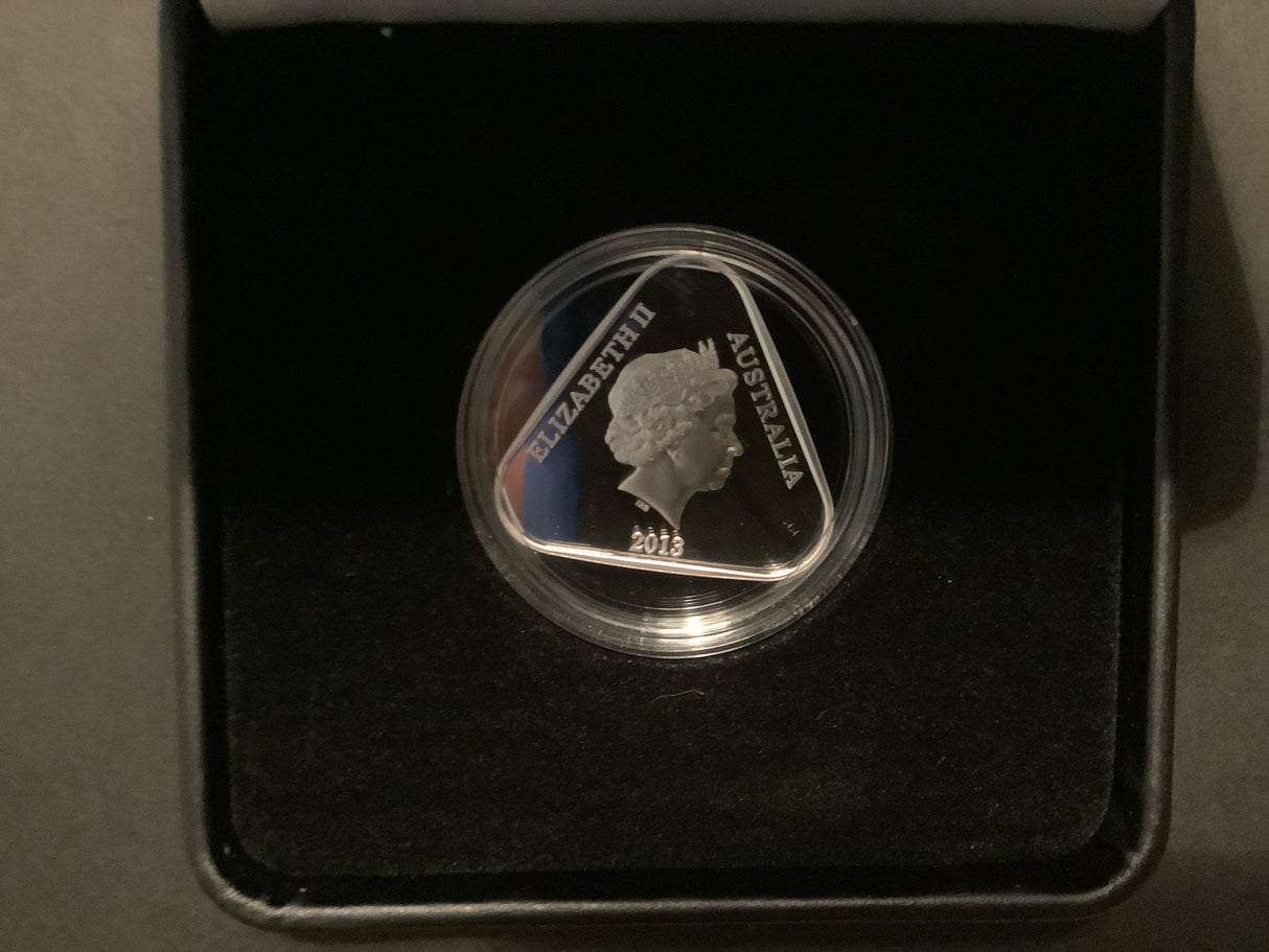2013 $5 Silver Proof Triangular Coin. 25th Anniversary of Parliament House.