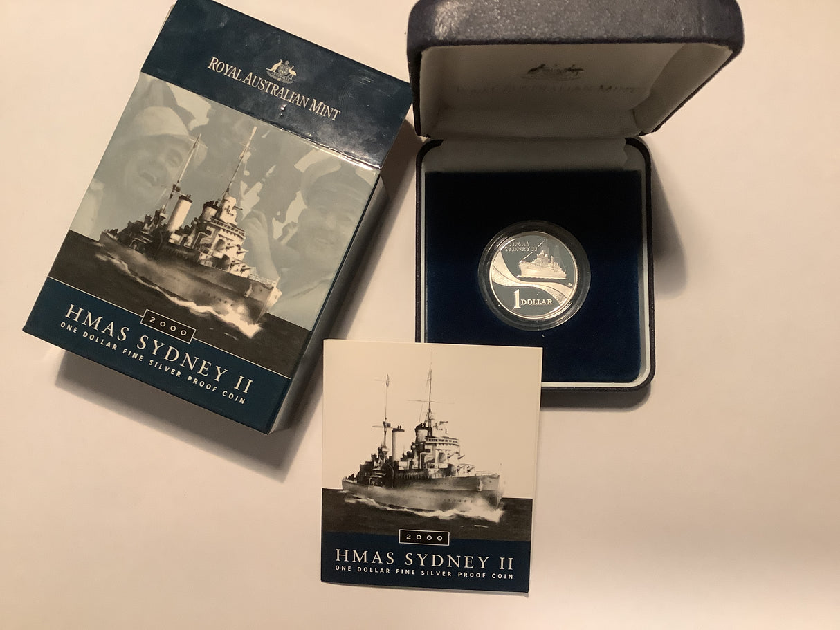 2000 HMAS Sydney II $1 Fine Silver Proof Coin