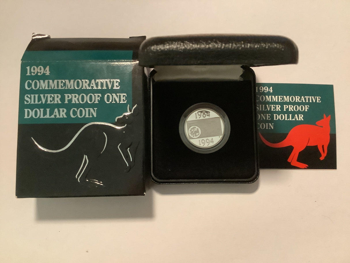 1994 Commemorative Silver Proof $1 Dollar Kangaroo Coin.