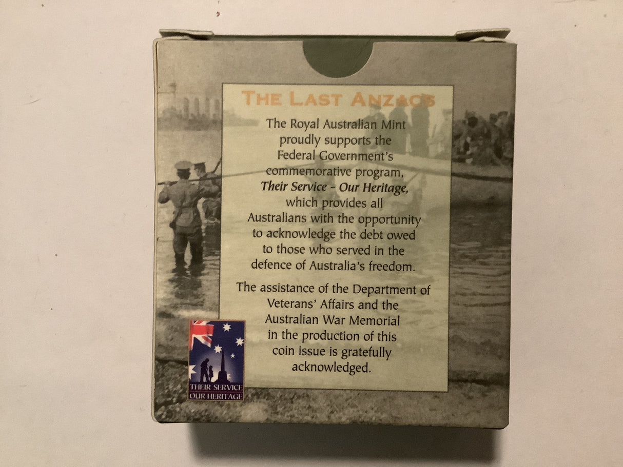 1999 $1 Fine Silver Proof Coin. The Last Anzacs.