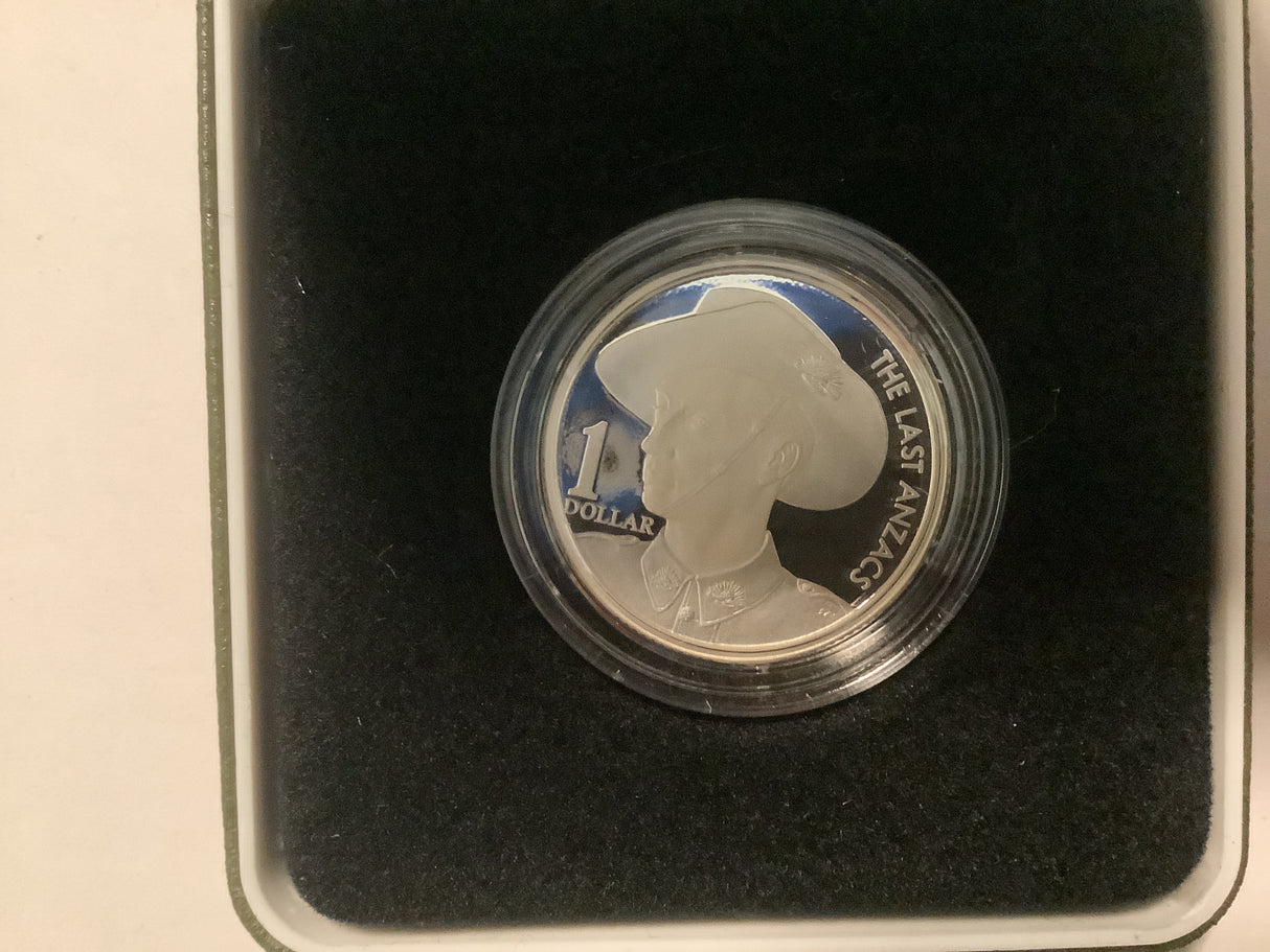 1999 $1 Fine Silver Proof Coin. The Last Anzacs.