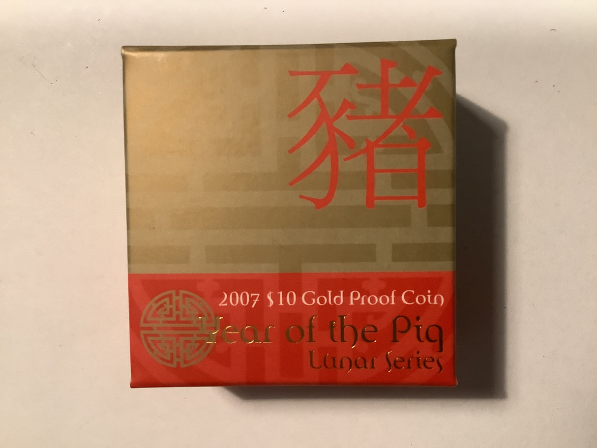 2007 Year of the Pig Lunar Series $10 Gold Proof Coin.