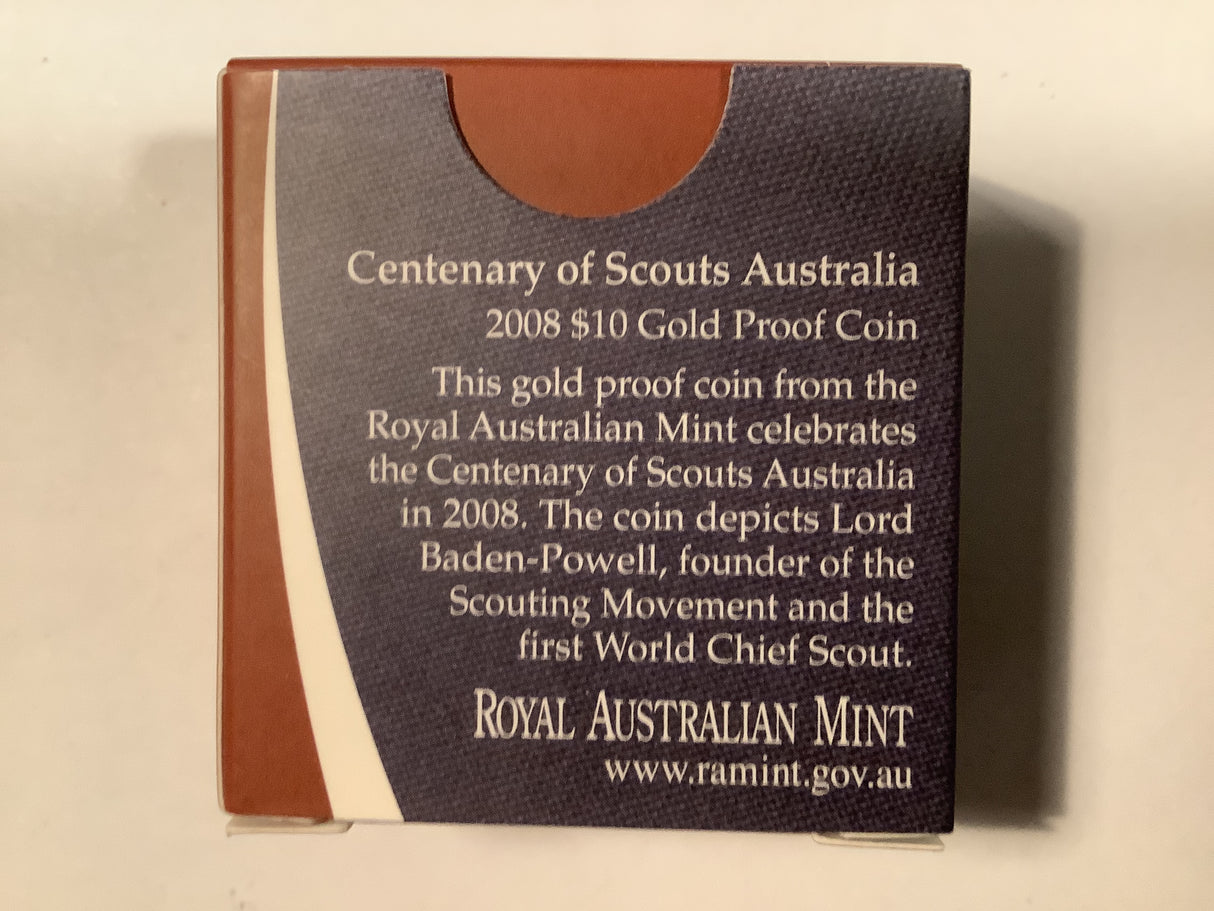 2008 Centenary of Scouts Australia $10 Gold Proof Coin.