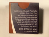 2008 Centenary of Scouts Australia $10 Gold Proof Coin.