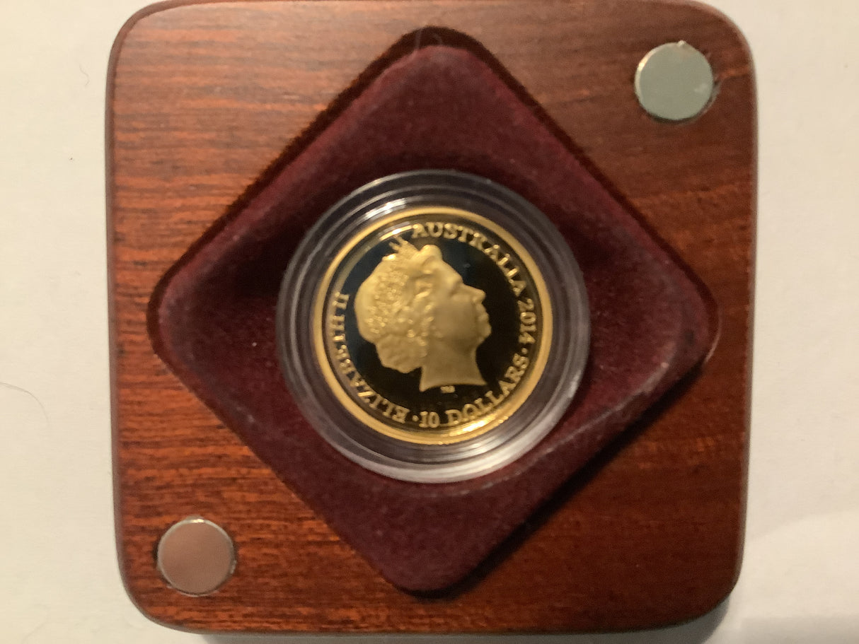 2014 $10 Gold Coin. 100th Anniversary A.I.F Sail From Albany 1/10 Ounce.