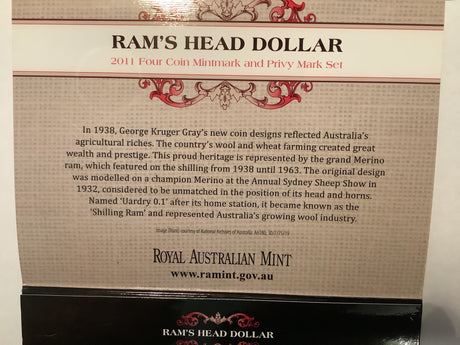 2011 RAM’s Head Dollar Four Coin Mintmark and Privy Mark Set.