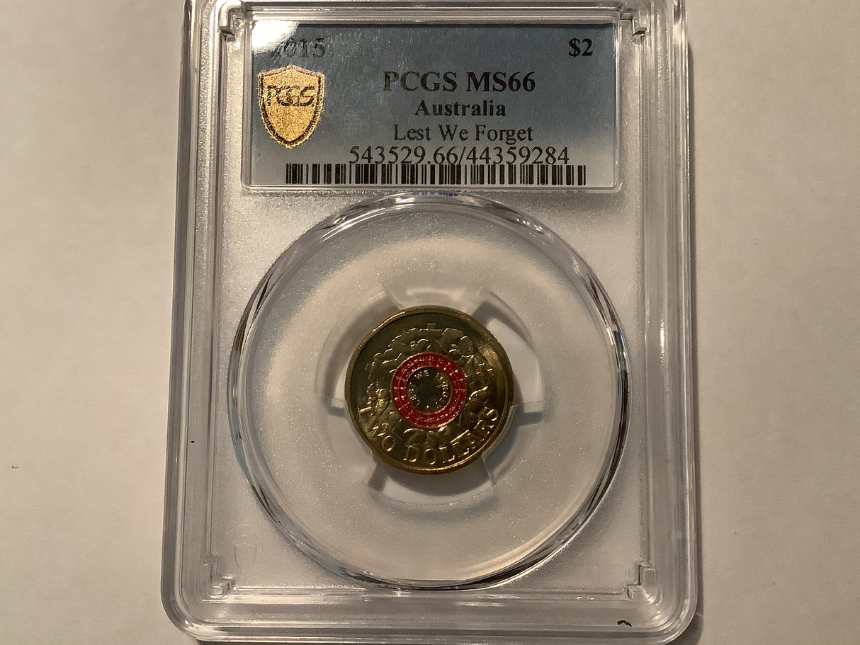 2015 $2 Anzac Red Cove Lest We Forget PCGS MS66