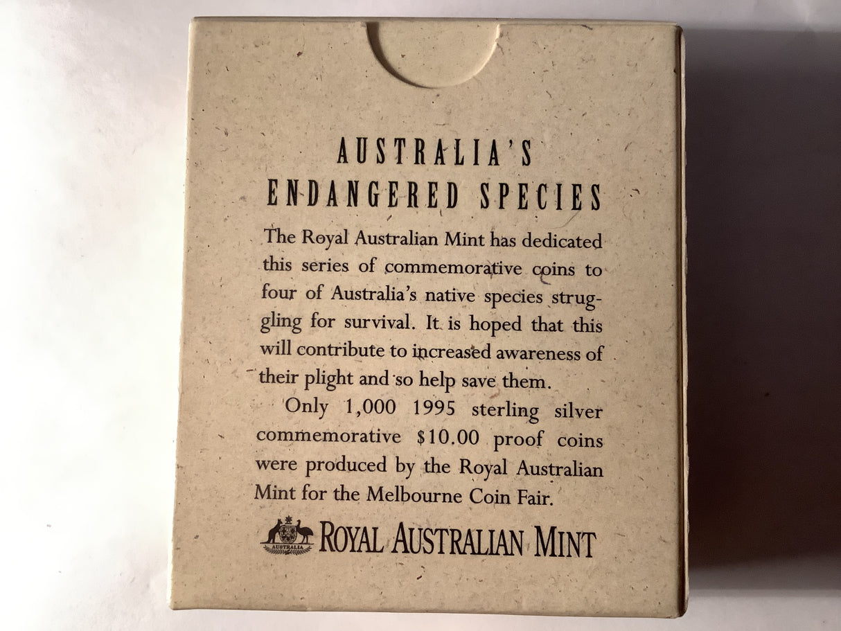 1995 $10 Australia’s Endangered Species Numbat. Melbourne Coin Fair Release. Silver Proof