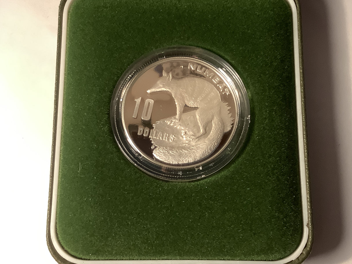 1995 $10 Australia’s Endangered Species Numbat. Melbourne Coin Fair Release. Silver Proof