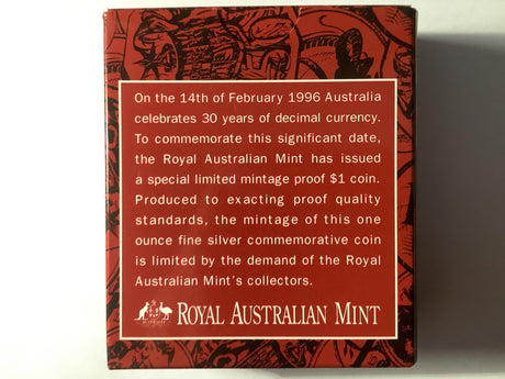 1996 $1 Silver The 30th anniversary of decimal currency in Australia.