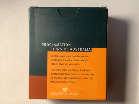 2000 $1 Proclamation Coin of Australia. The Cartwheel Penny