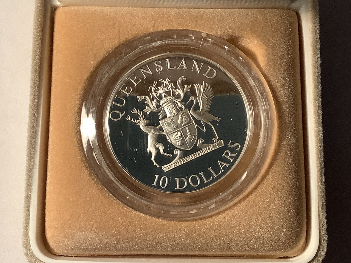 1989 $10 Silver Proof Coin. Queensland.