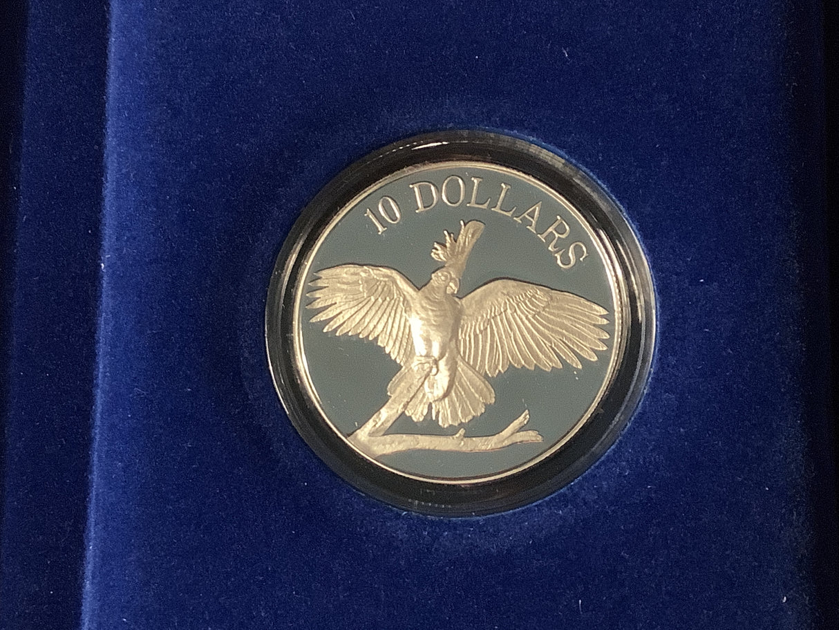 1990 $10 Silver Proof Coin. Birds of Australia Cockatoo.