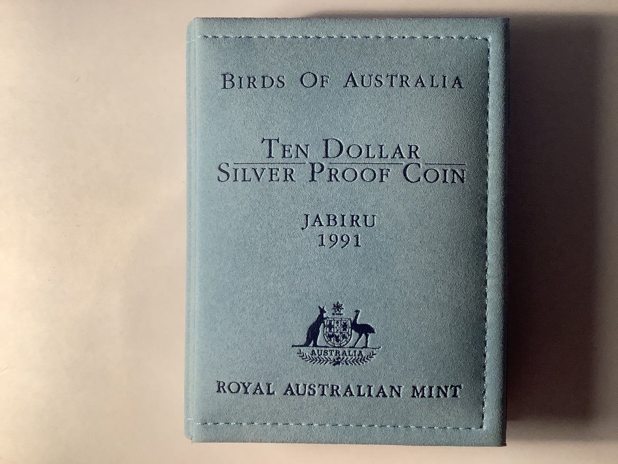 1991 $10 Silver Proof Coin. Birds of Australia Jabiru