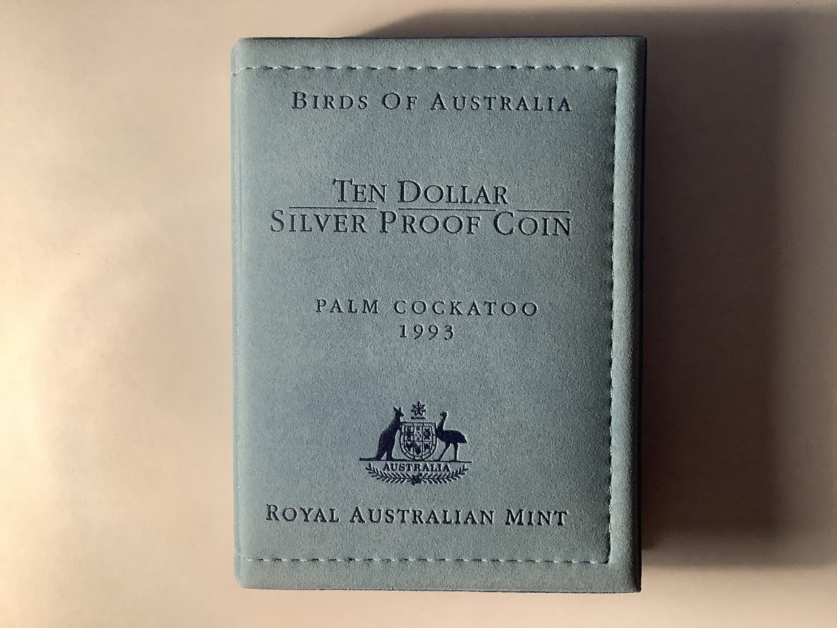 1993 $10 Silver Proof Coin. Birds of Australia. Palm Cockatoo