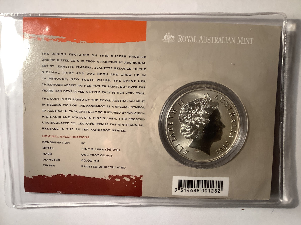 2001 $1 Silver Frosted Kangaroo