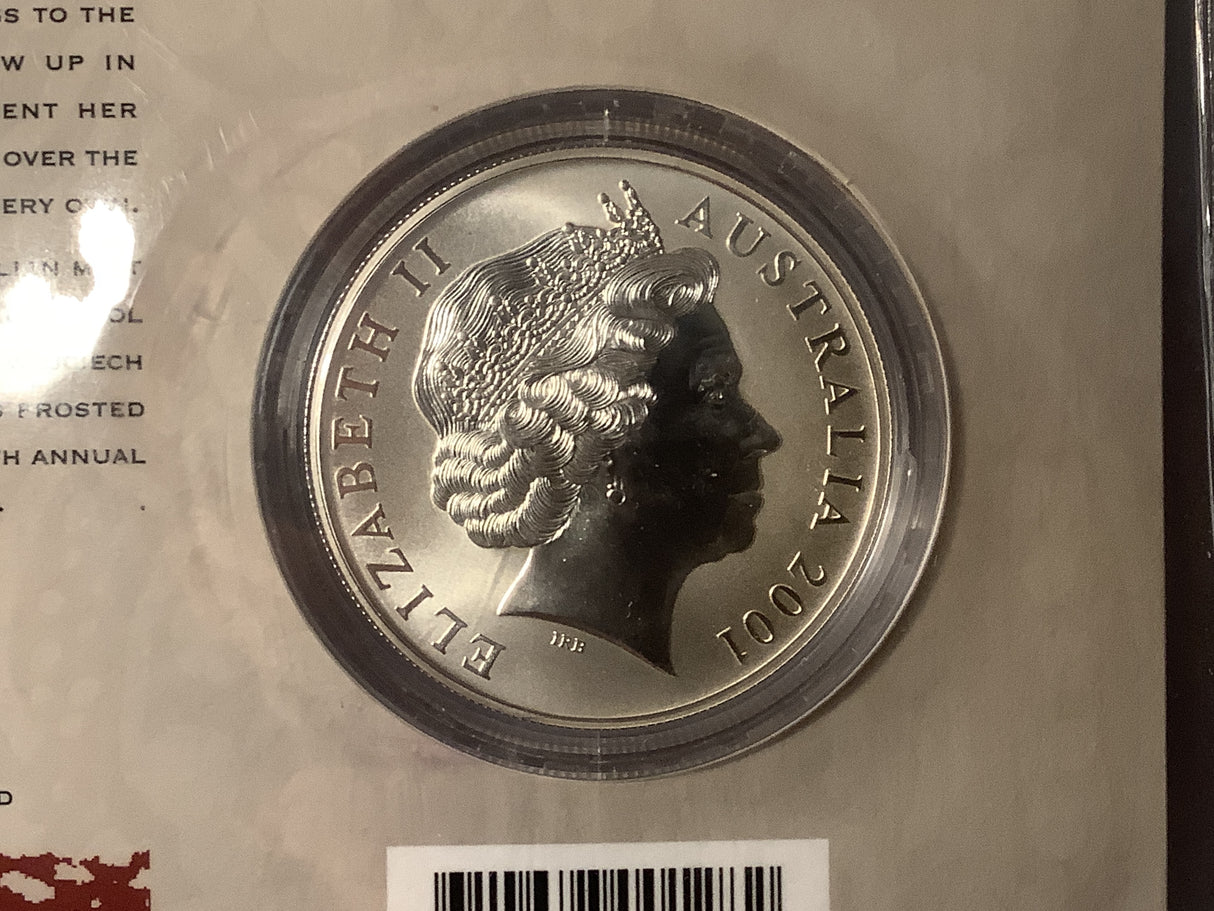 2001 $1 Silver Frosted Kangaroo