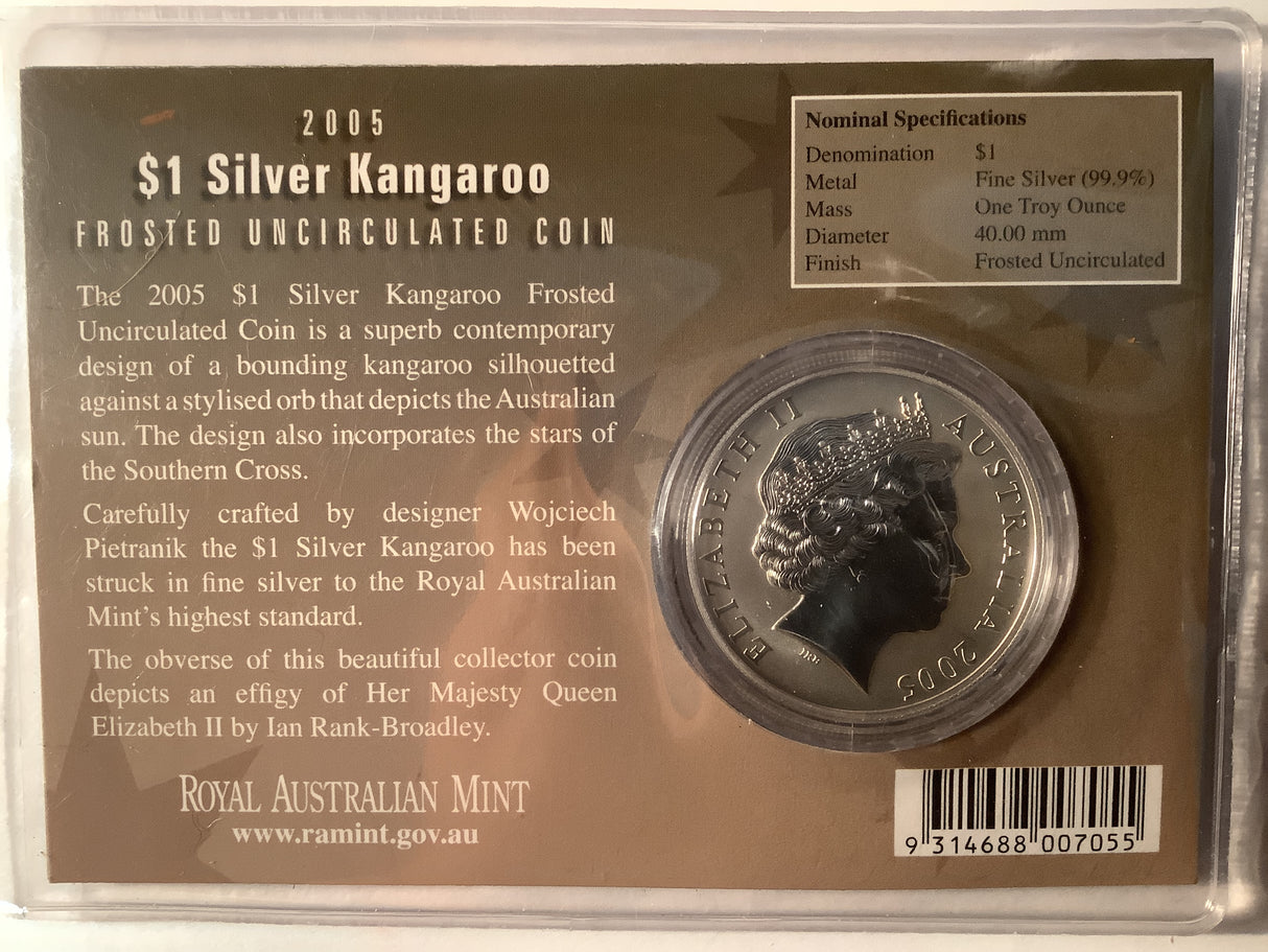 2005 $1 Silver Frosted Kangaroo